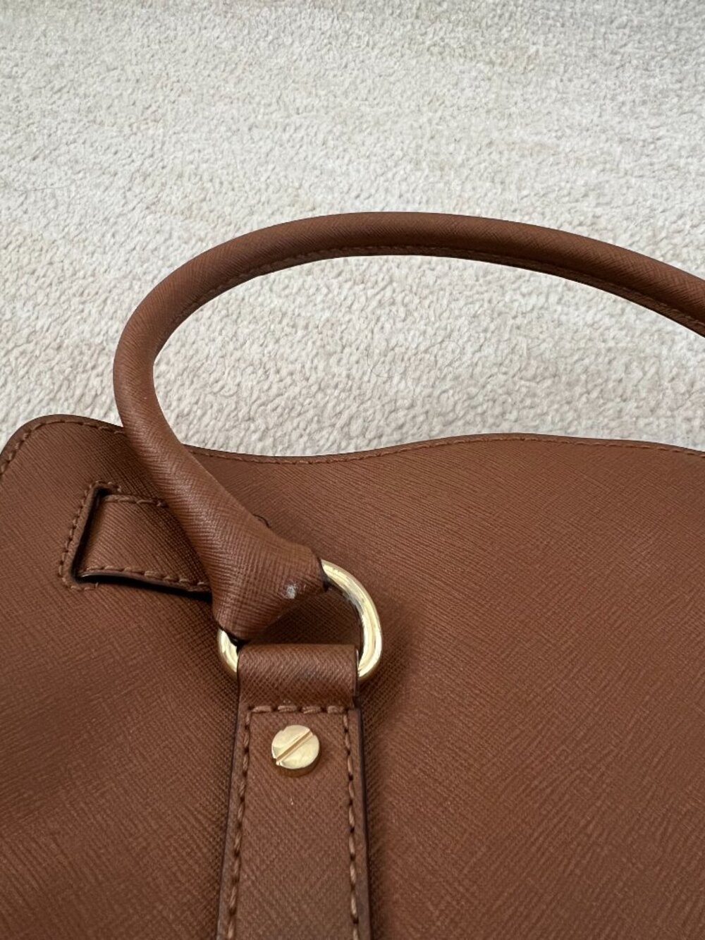 Michael Kors Hamilton Brown Leather Satchel Bag - Picture 8 of 15